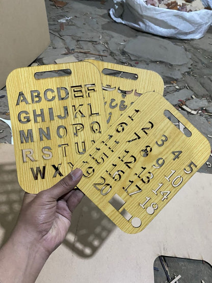 Kids Wooden Learning Boards – Letters, Numbers & Picture Tracing