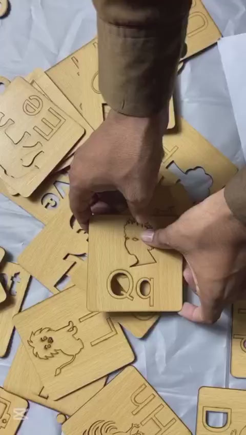 Kids Wooden Learning Boards – Letters, Numbers & Picture Tracing